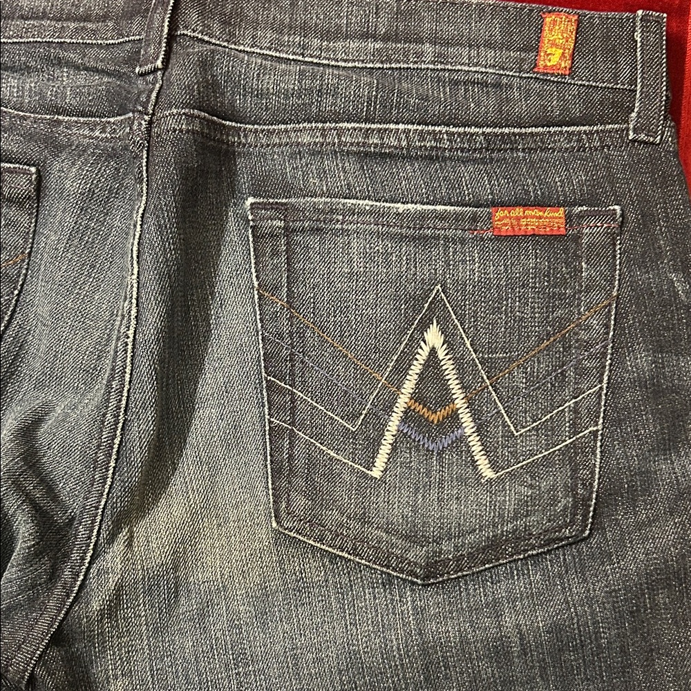 7 For All Mankind Men's Gray Denim Bootcut Jeans with Orange Tab A pocket 36/33